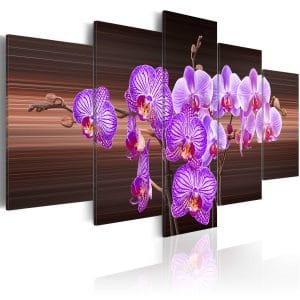 ARTGEIST Flower of joy - Farverigt billede af lilla orkidÃ© trykt pÃ¥ lÃ¦rred - Flere stÃ¸rrelser 100x50