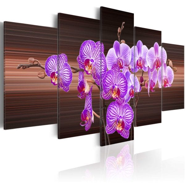 ARTGEIST Flower of joy - Farverigt billede af lilla orkidé trykt på lærred - Flere størrelser 200x100