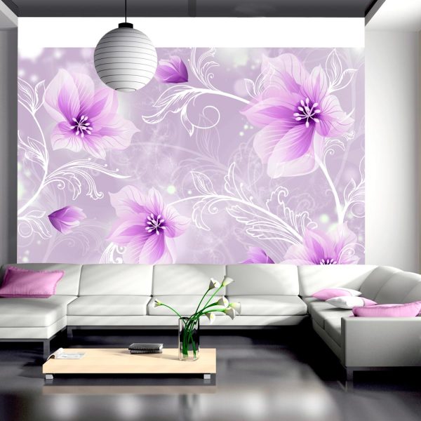 ARTGEIST - Fototapet med lilla blomster på violet baggrund - Flere størrelser 150x105