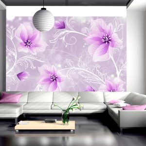 ARTGEIST - Fototapet med lilla blomster pÃ¥ violet baggrund - Flere stÃ¸rrelser 300x210