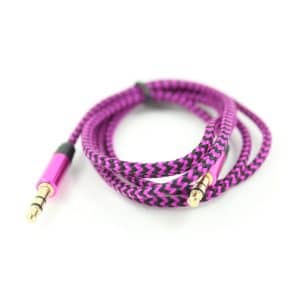 Audiokabel minijack til minijack. Lilla.