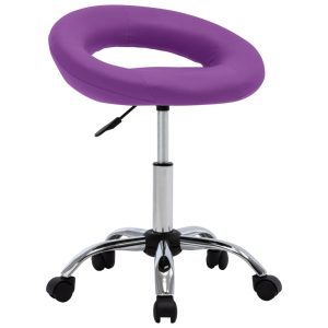 vidaXL arbejdsstol med hjul kunstlæder lilla