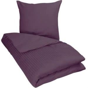 Dobbelt sengetøj 200x200 cm - Jacquardvævet - Mørke lilla - 100% bomuldssatin