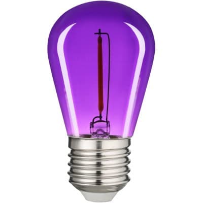 0,6W Farvet LED kronepære - Lilla, kultråd, E27 - Dæmpbar : Ikke dæmpbar, Kulør : Lilla