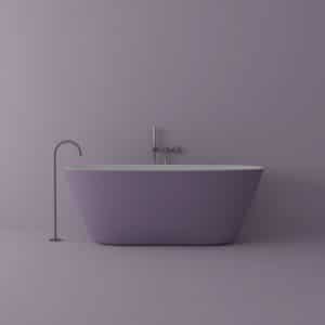 B13 fritstående badekar 170 x 80 cm solid surface - Mat hvid/Lilla