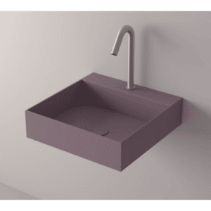 LC4S-M vægmonteret håndvask 45 x 45 cm solid surface - Svag lilla