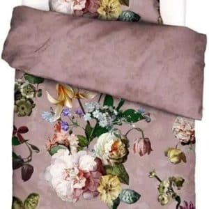 Blomstret sengetøj 140x220 cm - Fleur Woodrose - Lilla sengetøj - Vendbar design - 100% bomuldssatin - Essenza