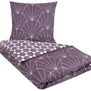 Dobbeltdyne sengetøj 200x200 cm - Hexagon blomme - Lilla sengetøj - Mønstret dynebetræk - 100% Bomuldssatin - Vendbar design - By Night
