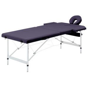 vidaXL foldbart massagebord 2 zoner aluminium lilla