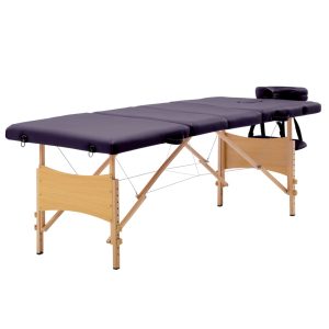 vidaXL foldbart massagebord 4 zoner træ lilla