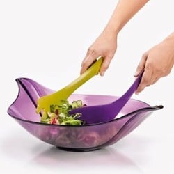 Salatskål incl. salatbestik - lilla/grøn