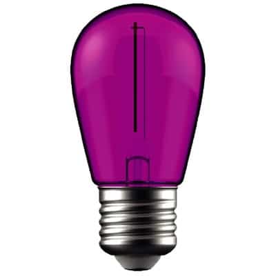 1W Farvet LED kronepære - Lilla, kultråd, E27 - Dæmpbar : Ikke dæmpbar, Kulør : Lilla