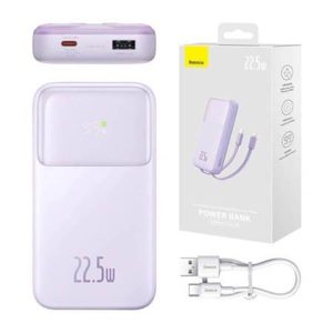 Baseus Powerbank Comet with USB to USB-C cable 10000mAh 22.5W (purple) Powerbank - Lilla - 10000 mAh