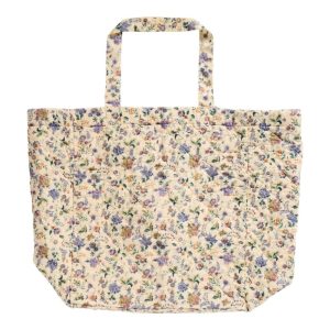 Ib Laursen - Quiltet taske m/ lilla & brune blomster