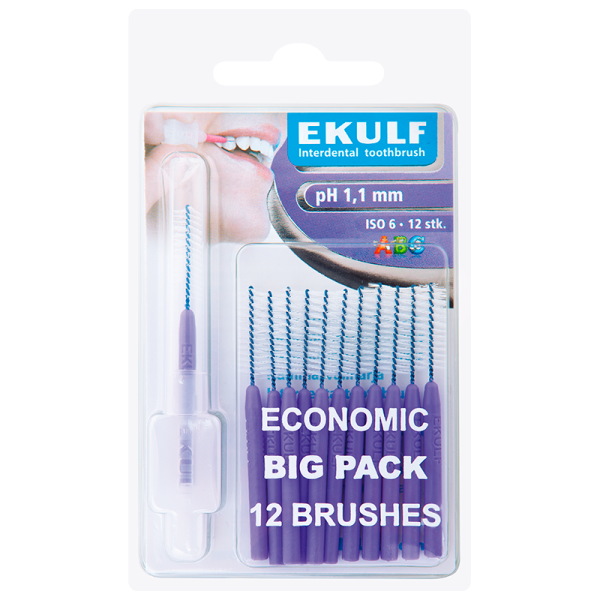 Ekulf PH Mellemrumsbørste 1,1 mm Lilla (12 stk)