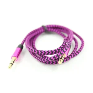 Audiokabel minijack til minijack. Lilla.