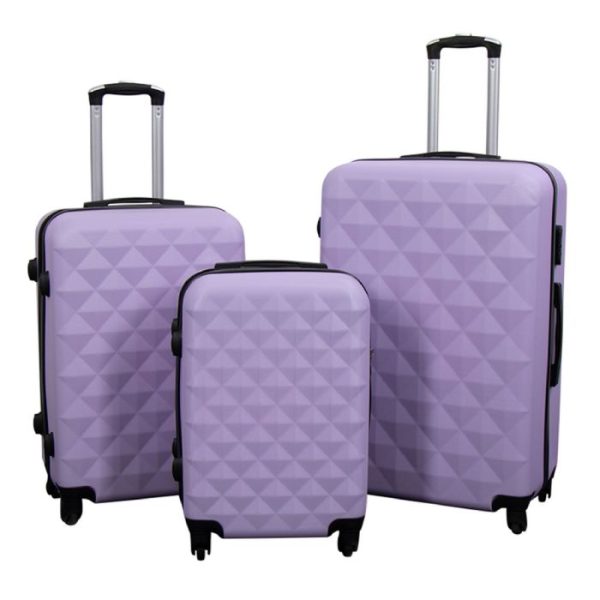 Kuffertsæt - 3 stk. - Diamant lilla - Hardcase letvægts kufferter