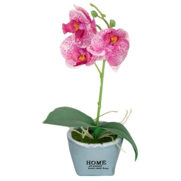 Kunstig Orkidé - Højde på 26 cm - Flotte lilla blomster - Kunstig potteplante
