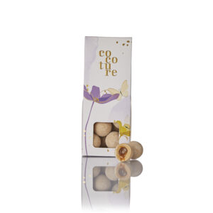 Cocoture æske i lilla med karamel chokoladekugler - 55-60g