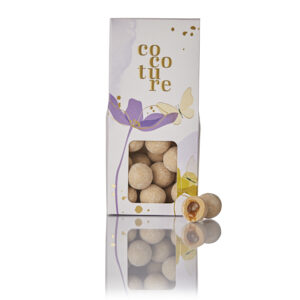 Cocoture æske i lilla med karamel chokoladekugler - 95-100g