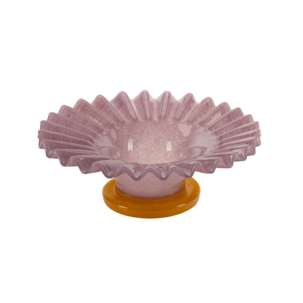 Fad med bølget kant, orange/lilla - Ø29cm