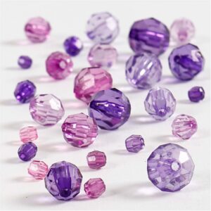 Harmoni facetperlemix - 4-12 mm - Lilla harmoni - 50 g