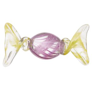 Glas slik, gul/lilla - L14,5 cm