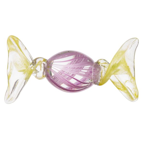 Glas slik, gul/lilla - L14,5 cm